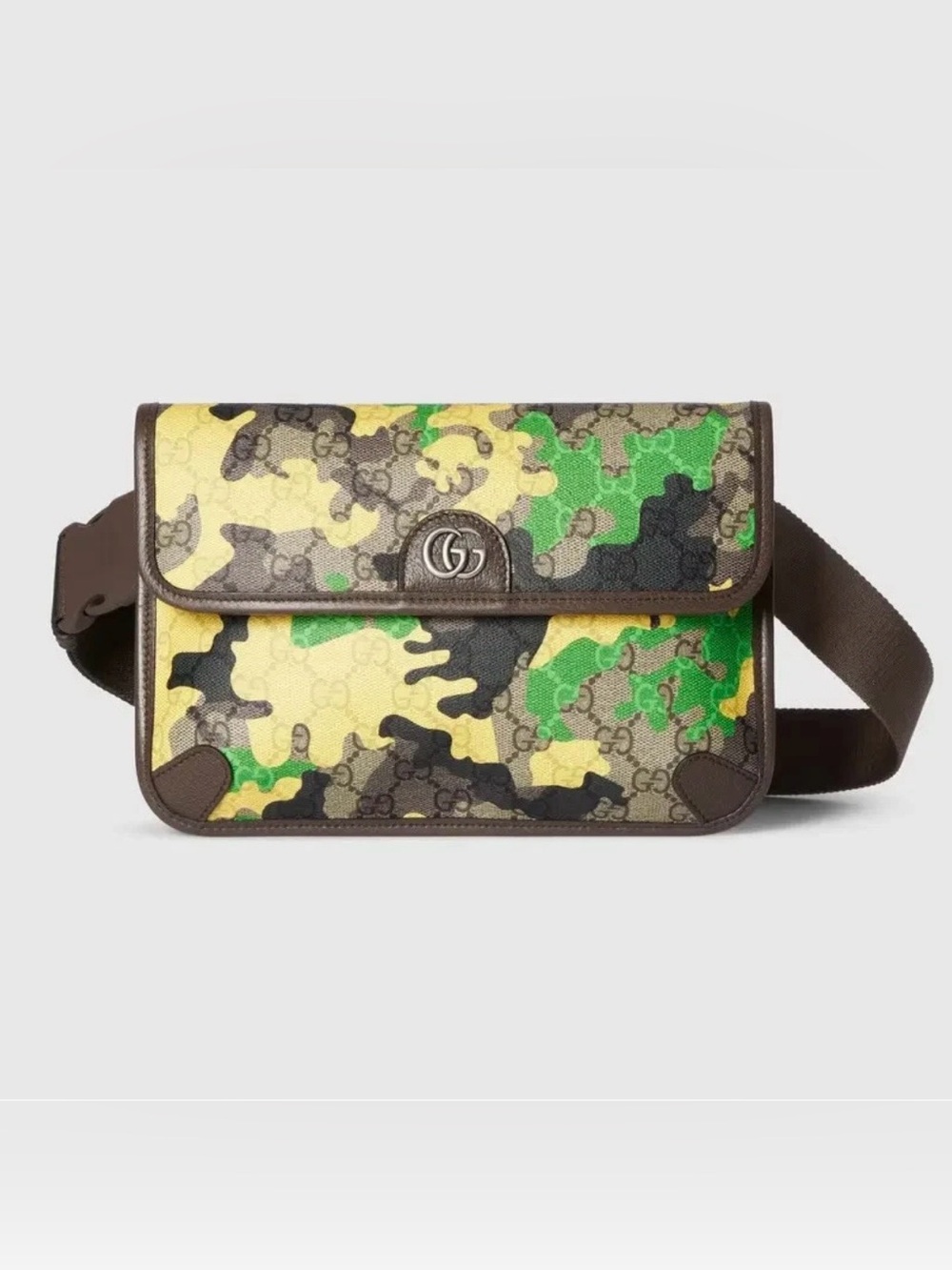 Gucci GG Supreme Monogram Camouflage Belt Bag Green/Yellow Authentic NWT